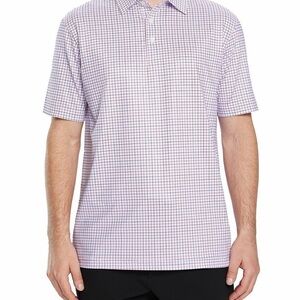 Men’s golf polo Shirt 2XL White Grid Patterned athletic Dry tennis vacation